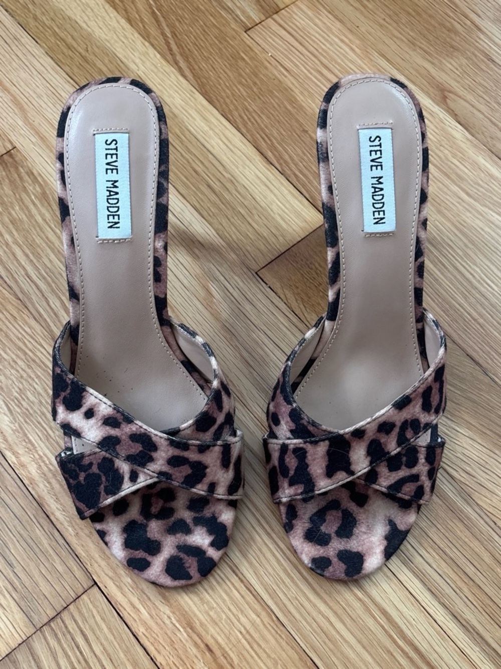 Steve Madden Leopard Print Slide Heels - Brown & Black